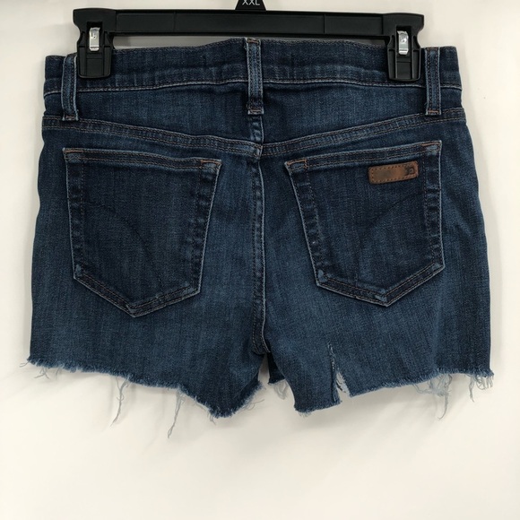 JOE'S JEANS Denim Cutoff Shorts Raw Hem 26 Dark Wash Medium Wash Stretch Denim - Picture 4 of 8